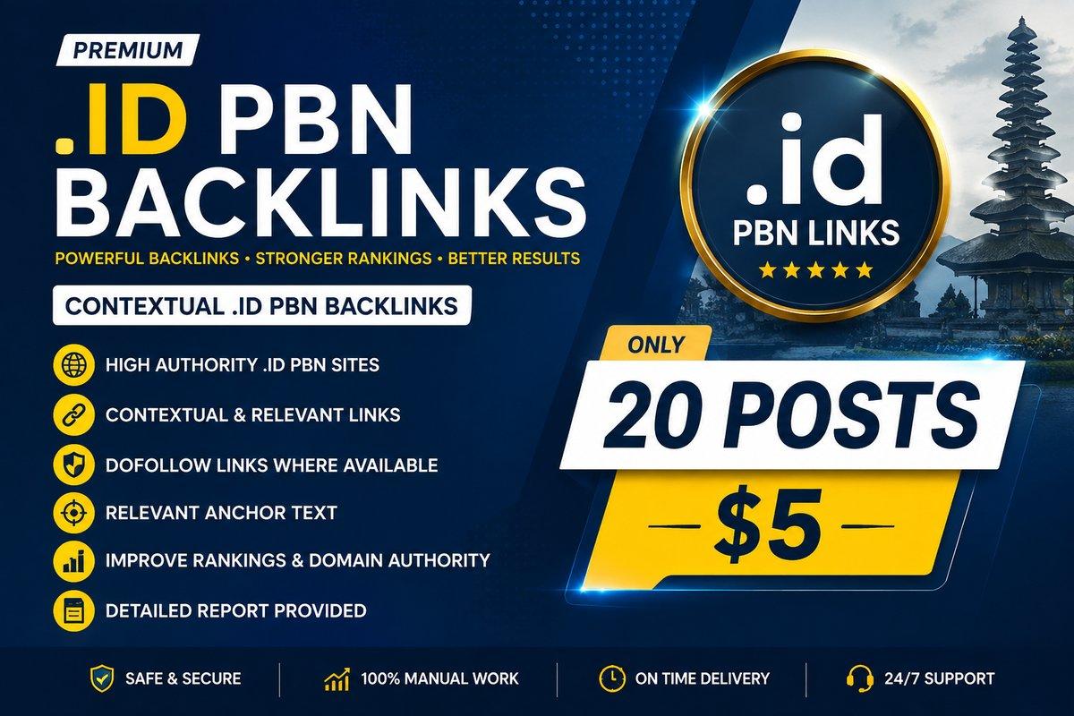 I will create contextual .ID backlinks from PBN websites