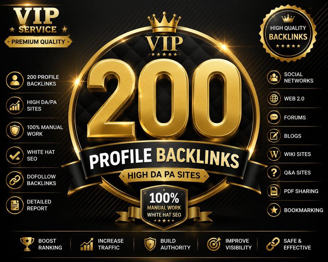 I Will Create 200 High DA Profile Backlinks for SEO Rankings