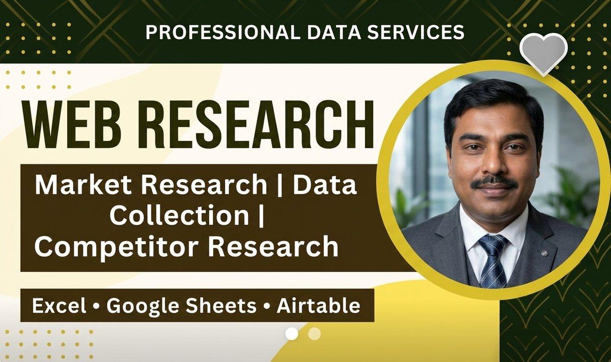 I will do web research, data entry, excel and business data collection