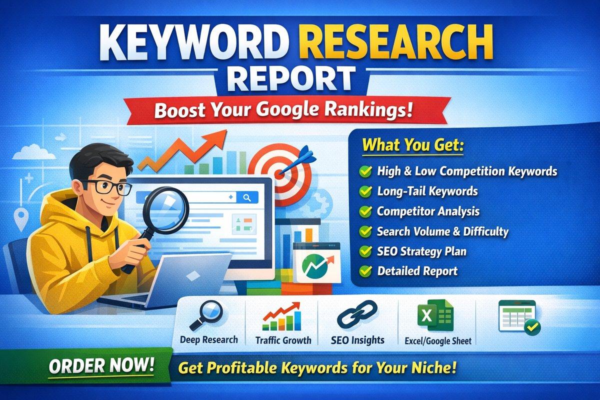 I will do in-depth keyword research report for SEO and Google ranking